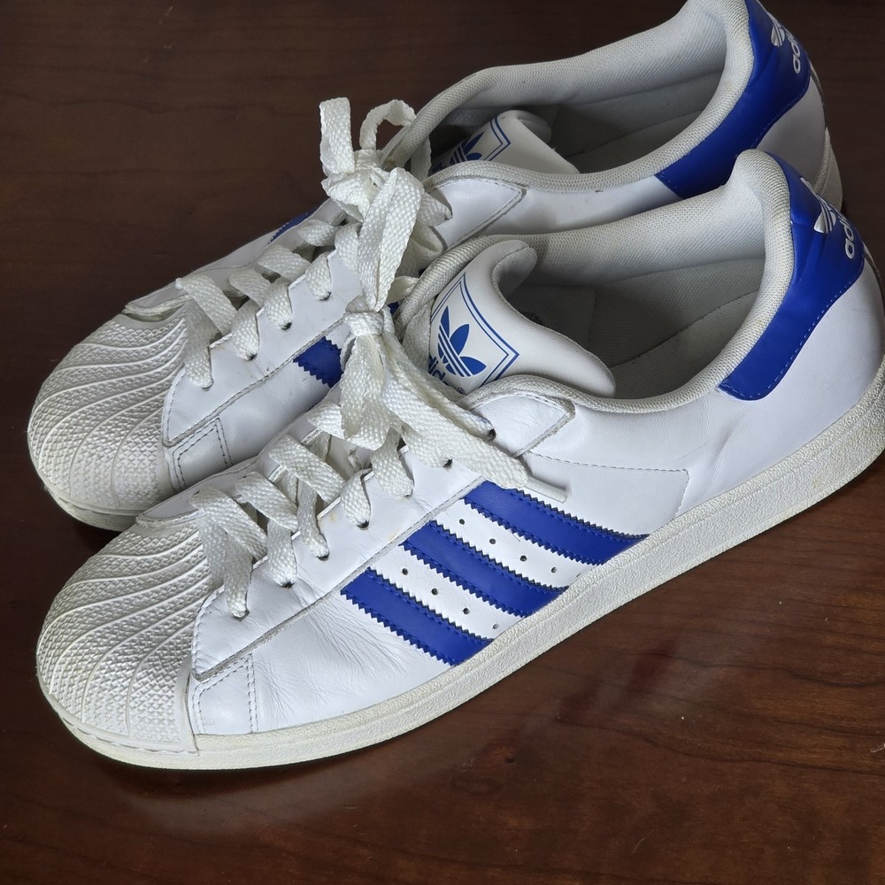 adidas White and Blue Men's Sneakers